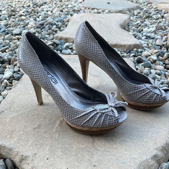 MODA Spana Cork Open Toe Heels. Taupe Size 7.5 - Picture 3 of 7